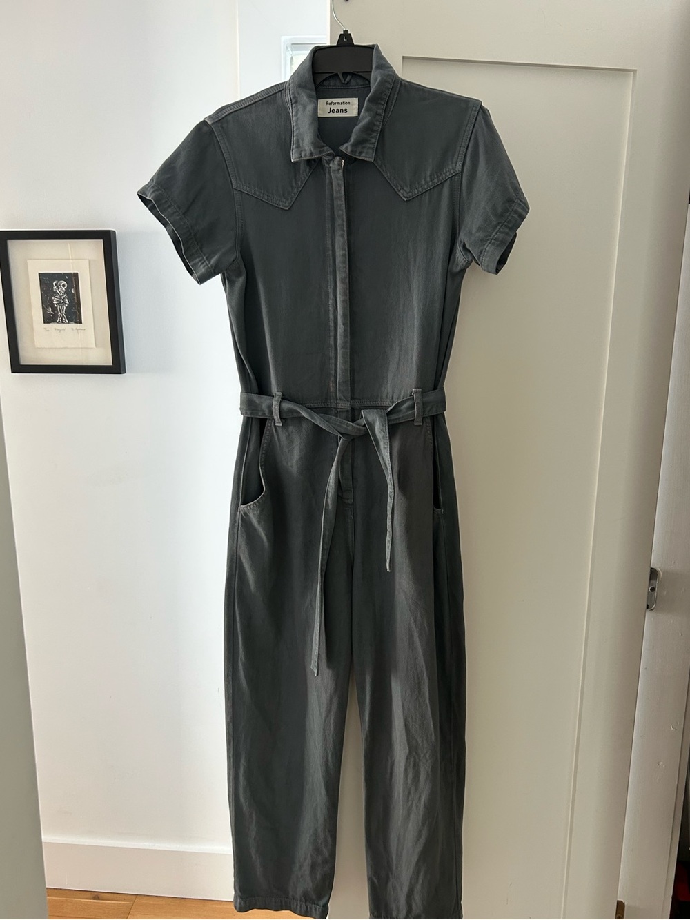 Reformation Gray Short-Sleeve Jumpsuit size 8